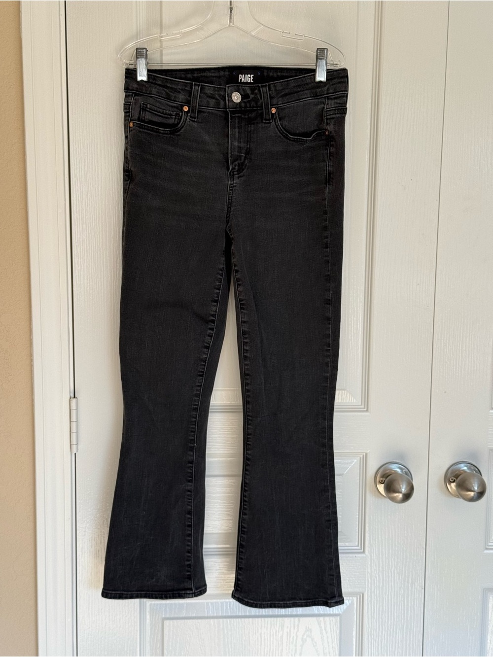 Paige Shelby Crop Flare Jeans in Black